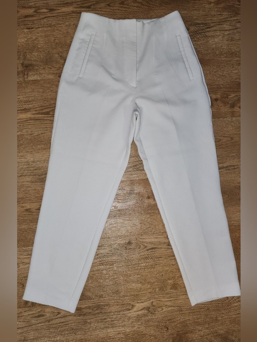Zara White Tailored High-Waist Trousers
